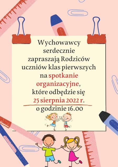 ZEBRANIE RODZICÓW UCZNIÓW KLAS PIERWSZYCH