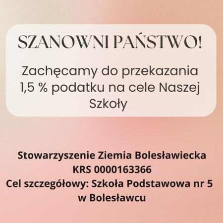 PRZEKAŻ  NA SZKOŁĘ 1,5% PODATKU