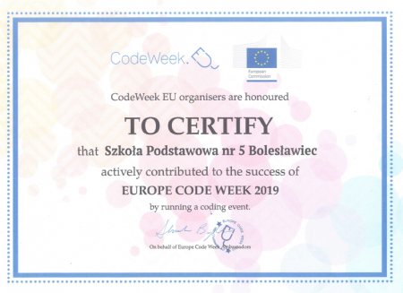 CERTYFIKAT - CODE WEEK 2019